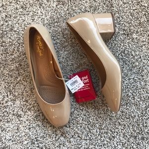 NEW Nude Patent Block Heels